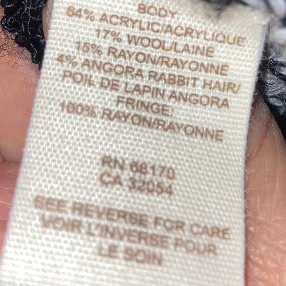 NWT Free People Shrug Cowl Neck Size XS/S Mesh Lace Fringe Wool Gray Black - Picture 9 of 11